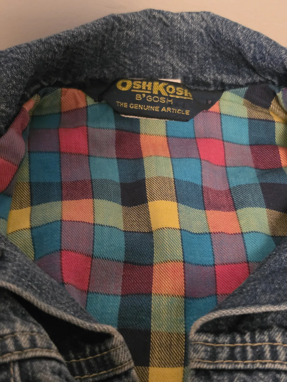 Osh Kosh B'Gosh Vintage Girls Blue Denim Jacket with Plaid Lining